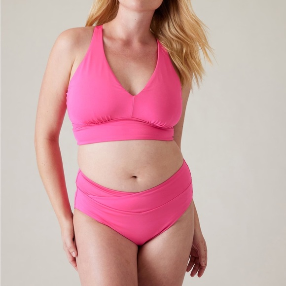 ATHLETA Plunge Bikini Top Tulip Pink Size Medium - Picture 1 of 7